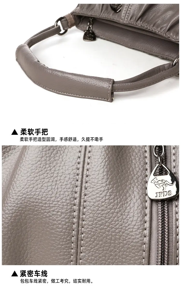 Grey Textured Leather Crossbody Bag for Women — feature 24