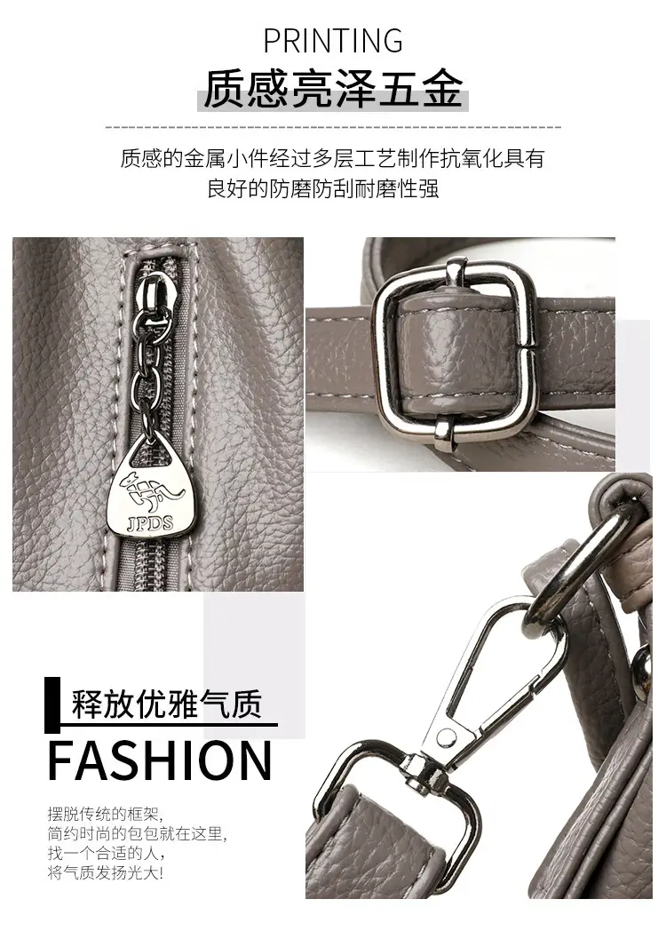 Grey Textured Leather Crossbody Bag for Women — feature 9
