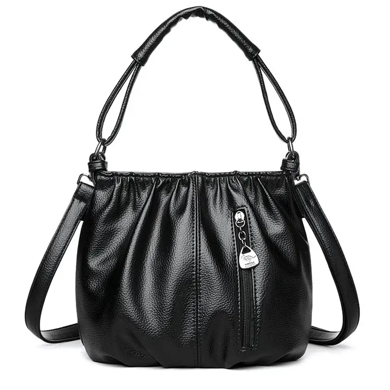 Grey Textured Leather Crossbody Bag for Women - Image 2