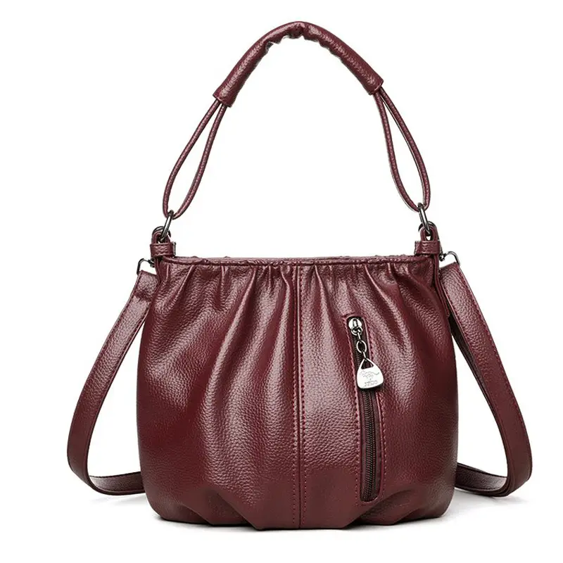 Grey Textured Leather Crossbody Bag for Women - Image 4