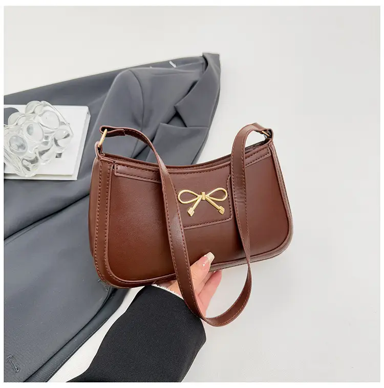 Korean Style Bow Armpit Bag Beige 2025 - Image 2