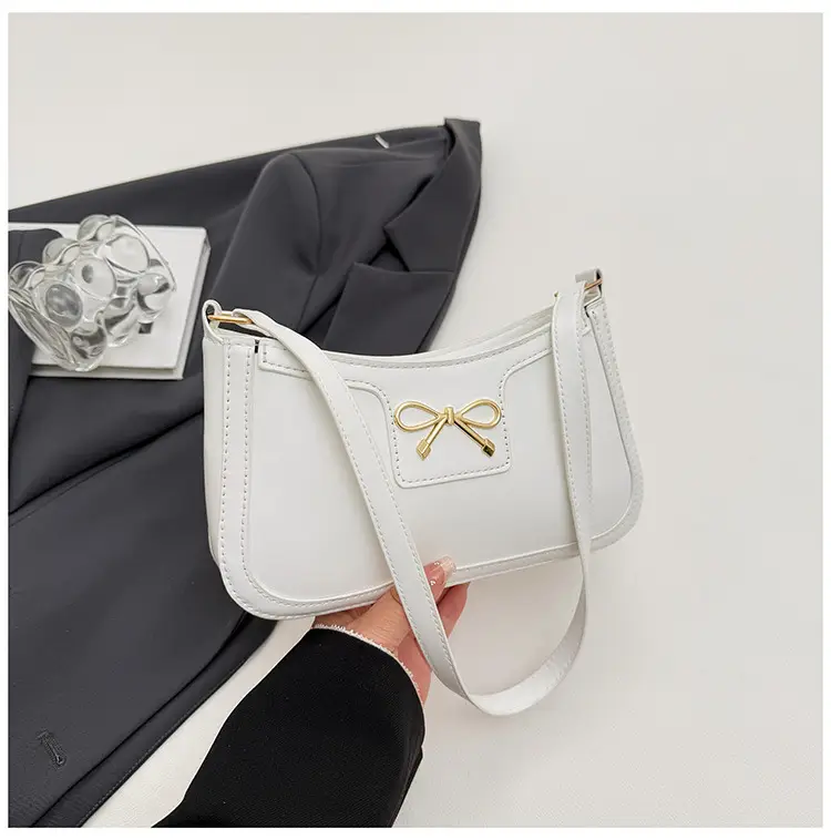 Korean Style Bow Armpit Bag Beige 2025 - Image 3