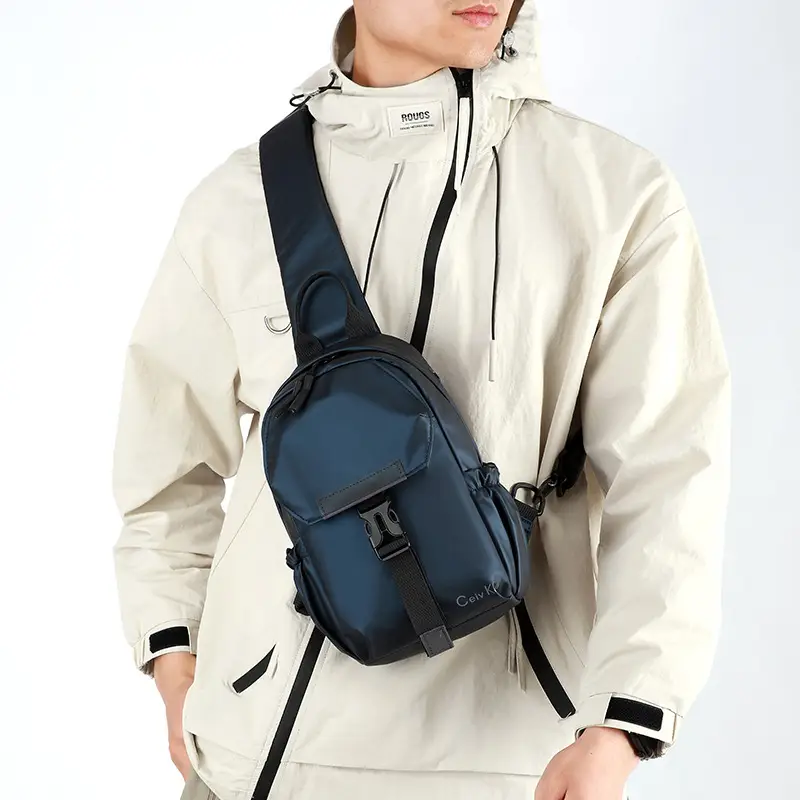 Men's Black Water-Resistant Crossbody Bag with Adjustable Strap