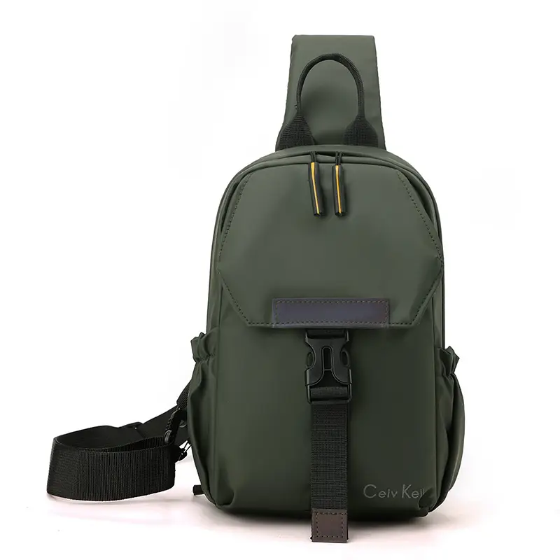 Men's Black Water-Resistant Crossbody Bag with Adjustable Strap