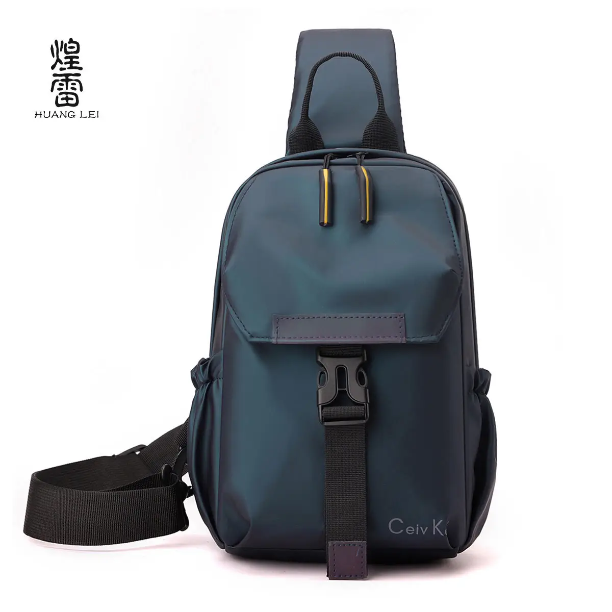 Men's Black Water-Resistant Crossbody Bag with Adjustable Strap