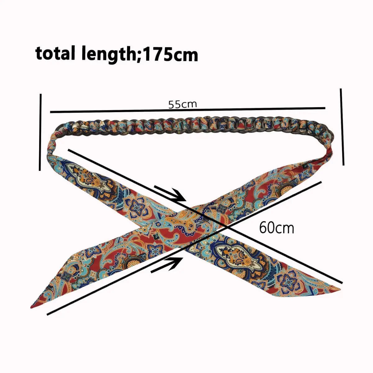 Women's Multi Color Patterned Belt Belt with Skirt 175cm - Image 4