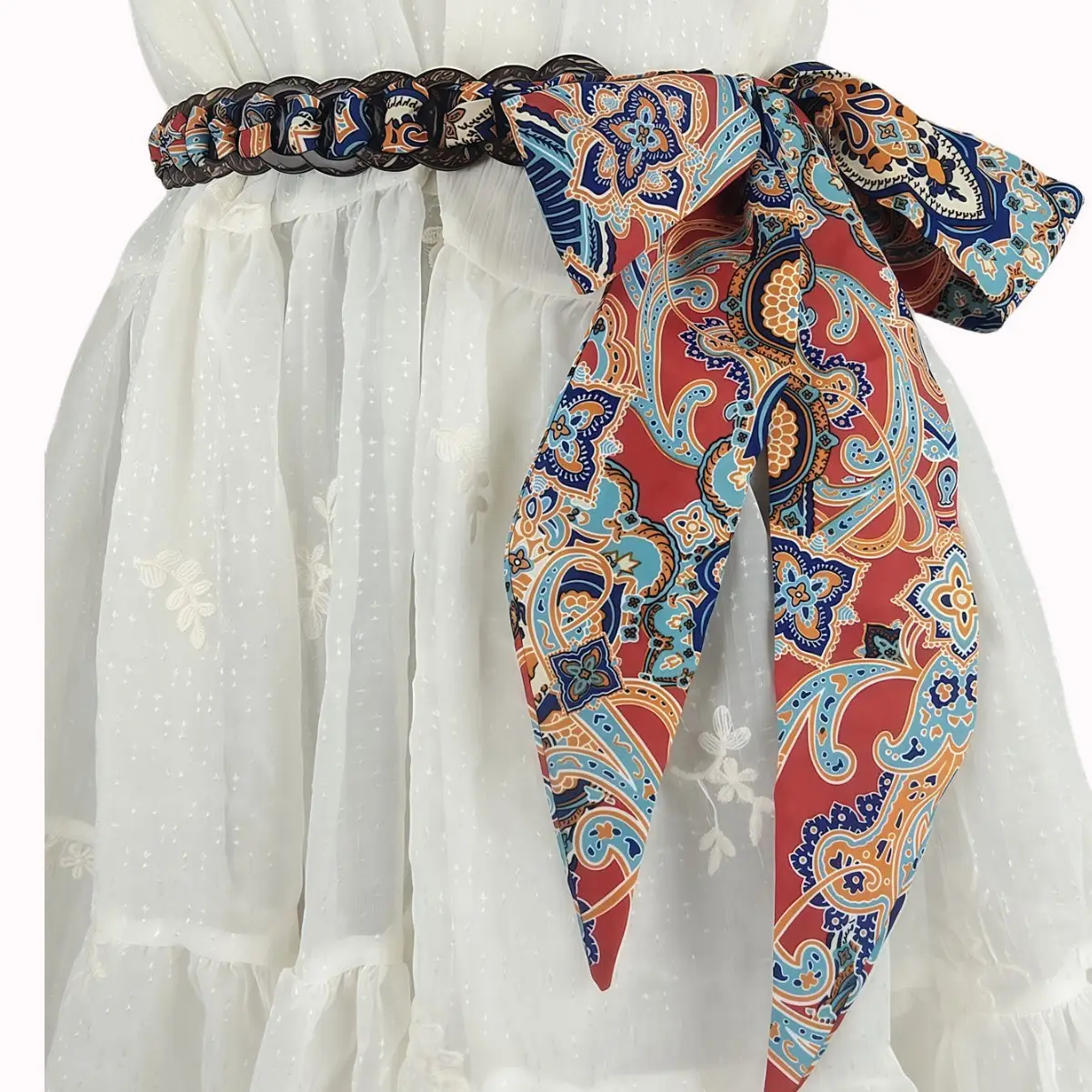 Women's Multi Color Patterned Belt Belt with Skirt 175cm — feature 2
