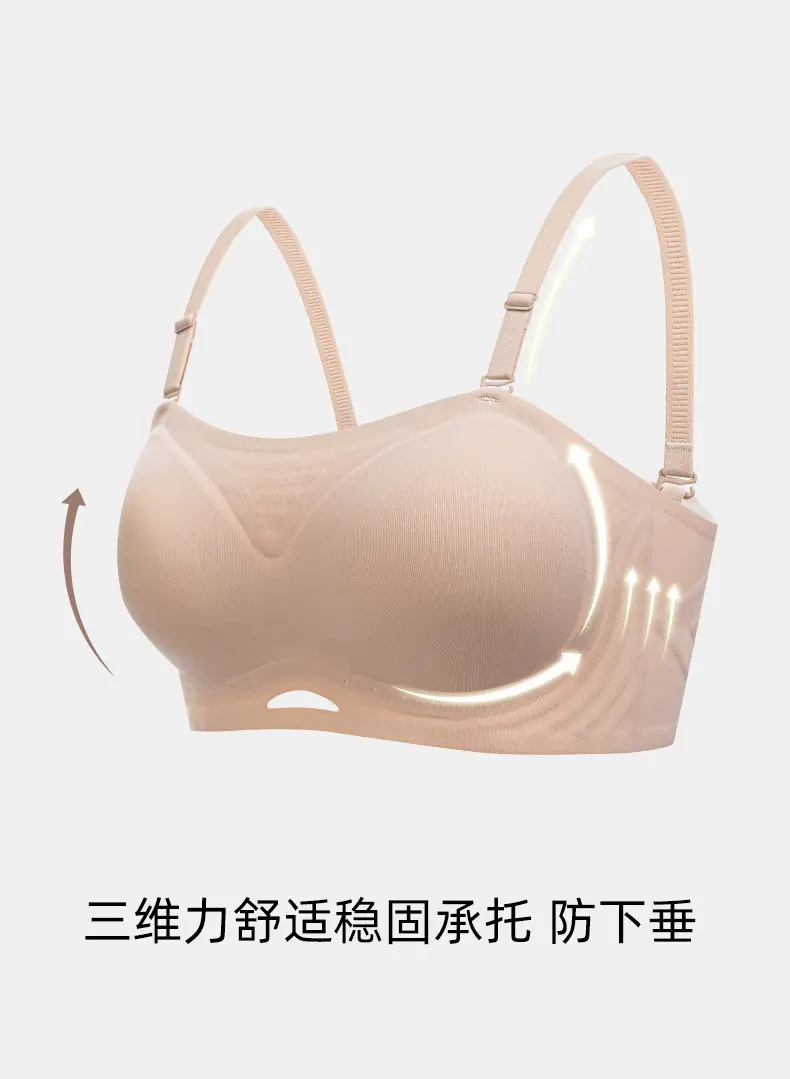 Summer detachable double shoulder strap tube bra women's seamless small chest gathered large without steel ring comfortable palm cup bra — feature 13