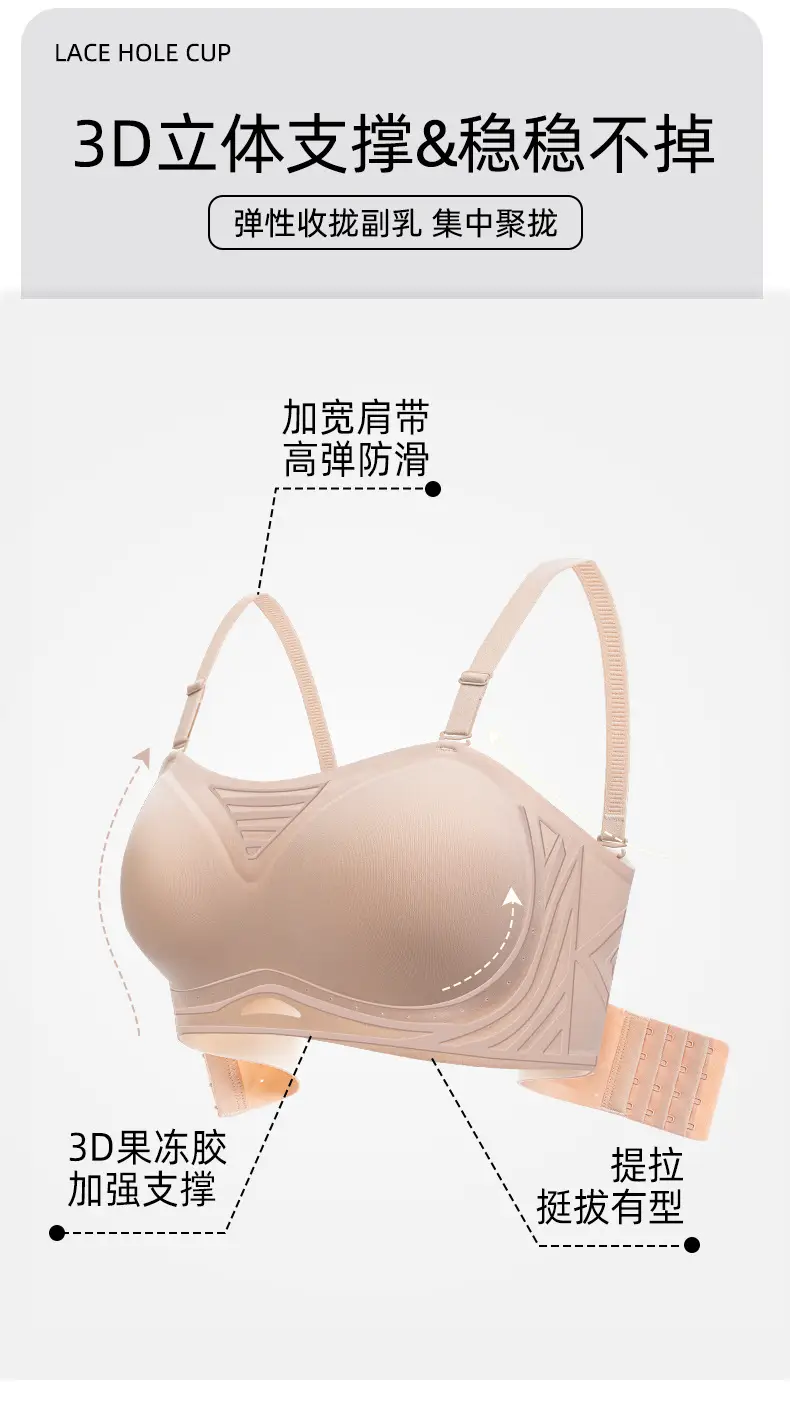 Summer detachable double shoulder strap tube bra women's seamless small chest gathered large without steel ring comfortable palm cup bra — feature 7