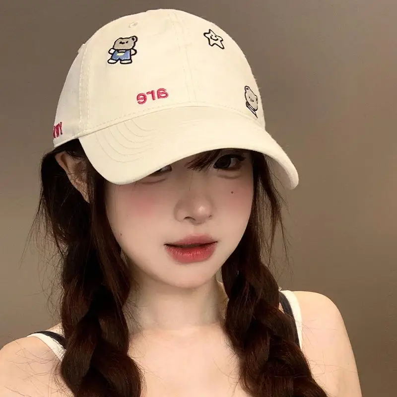 Women Sun Hat with Bear & Star Design White - Image 10