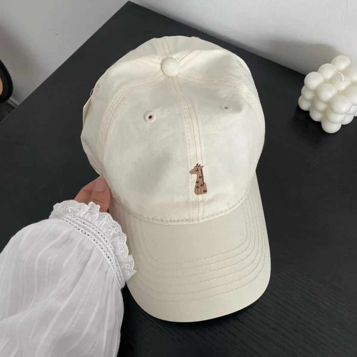 Women's Fawn Embroidered Baseball Cap Grey - Image 7