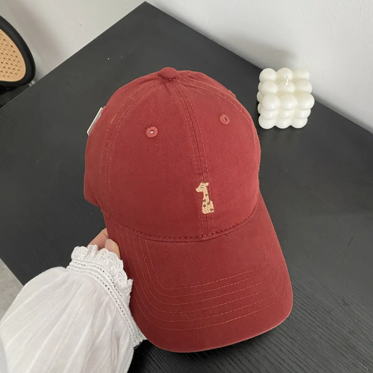Women's Fawn Embroidered Baseball Cap Grey - Image 9