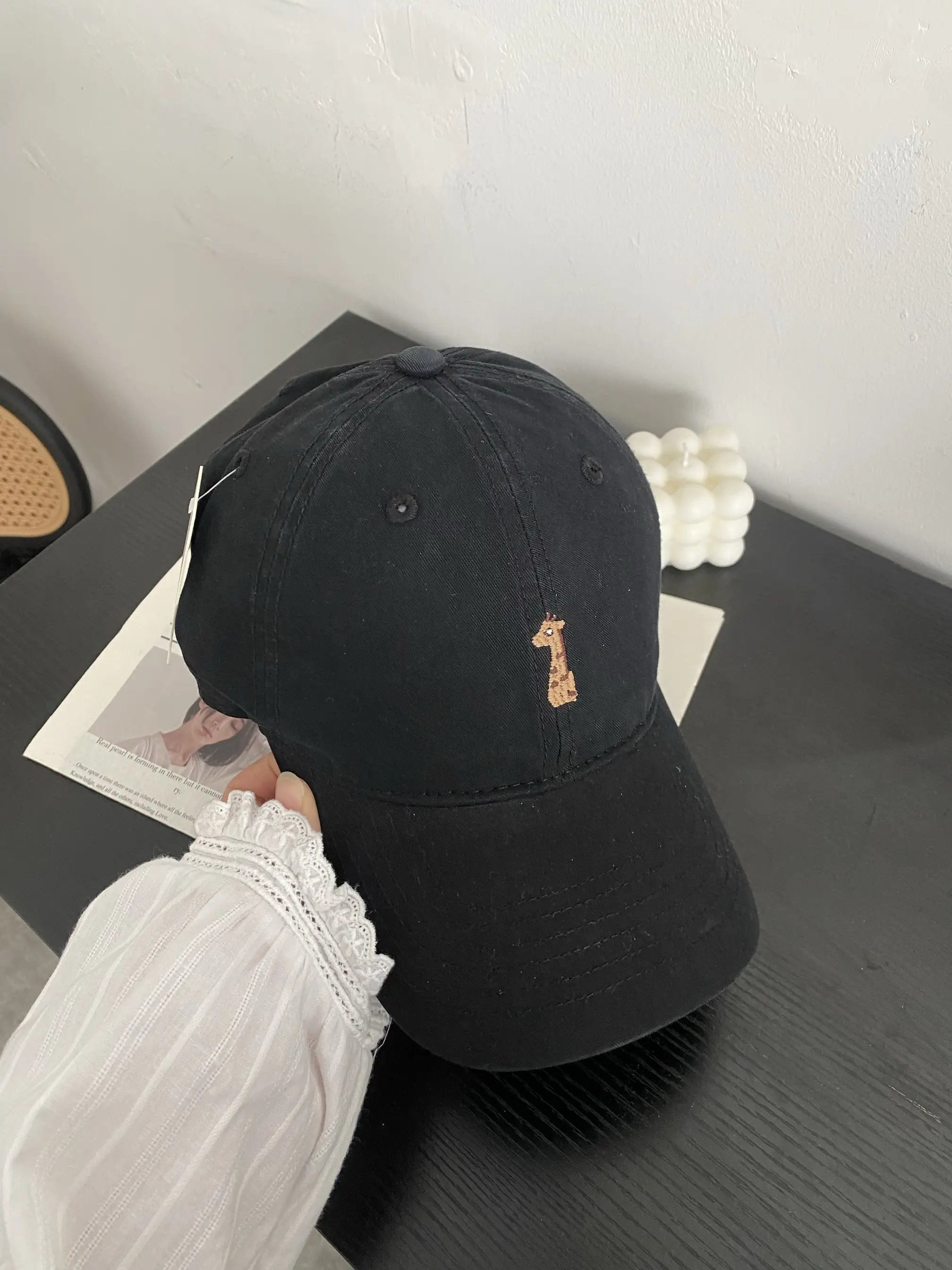 Women's Fawn Embroidered Baseball Cap Grey - Image 3