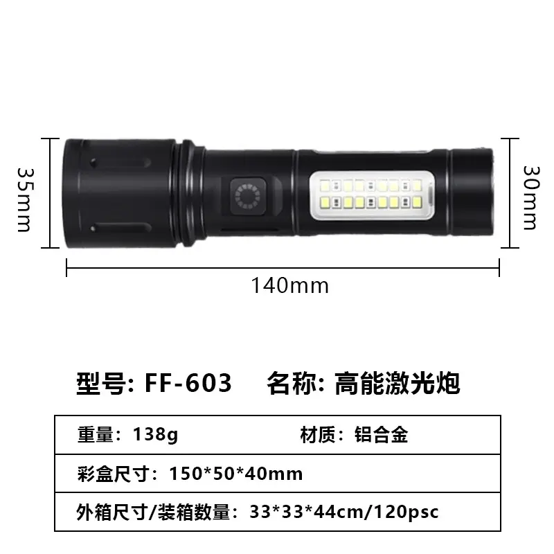 White Laser Flashlight Aluminum Zoom Multi-Function Work Light - Image 5