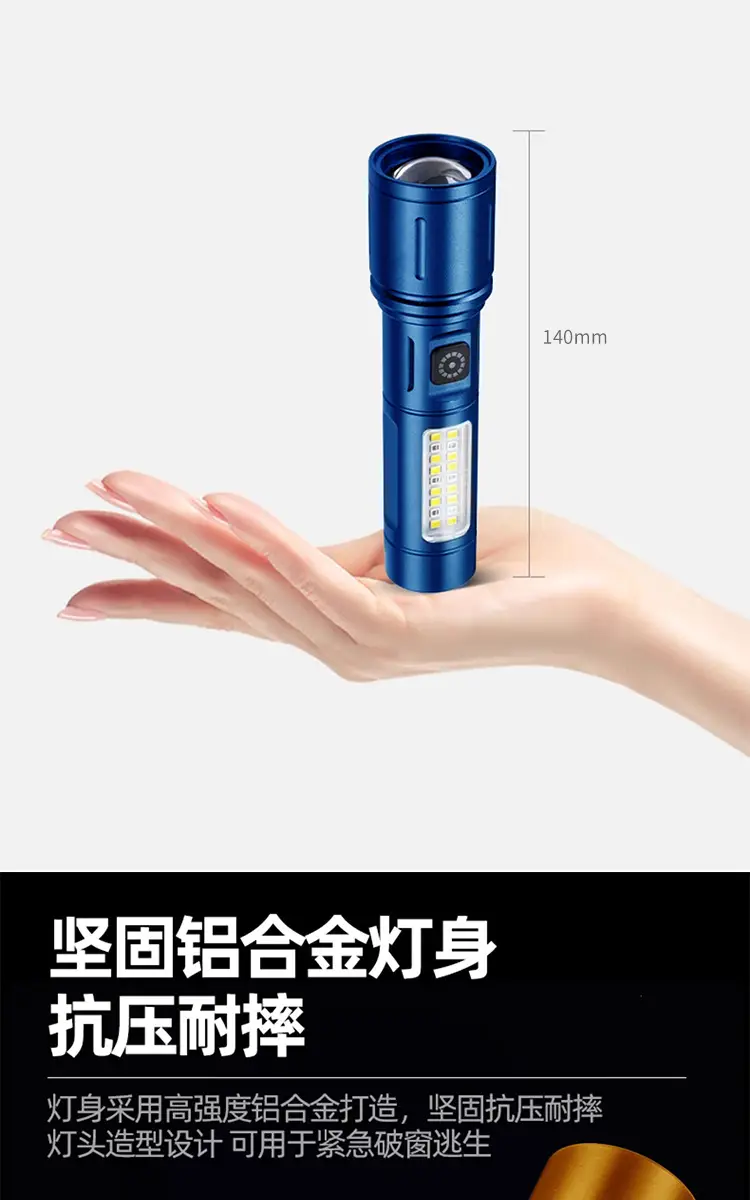 White Laser Flashlight Aluminum Zoom Multi-Function Work Light β feature 13