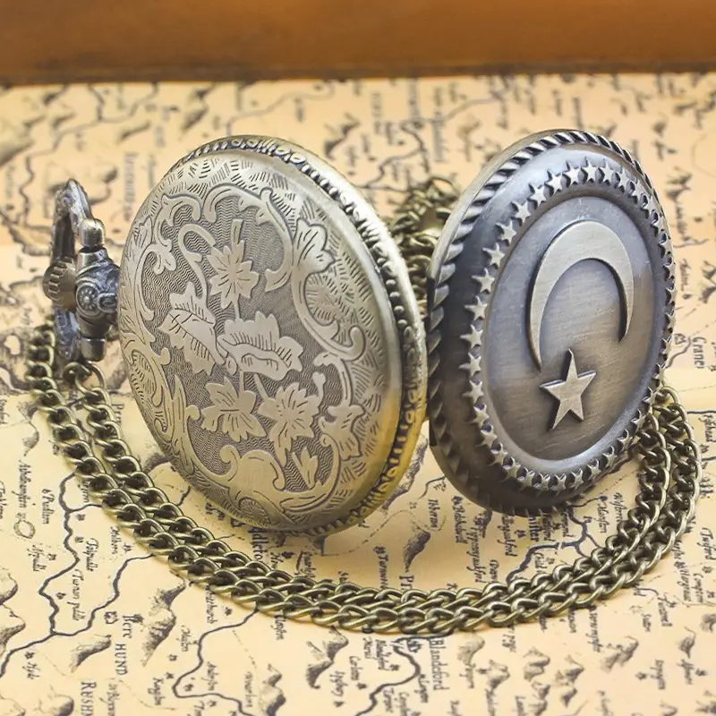 Men's Star Moon Pocket Watch Necklace with Chain - Image 5