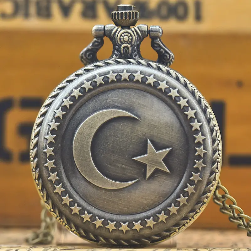 Men's Star Moon Pocket Watch Necklace with Chain - Image 7