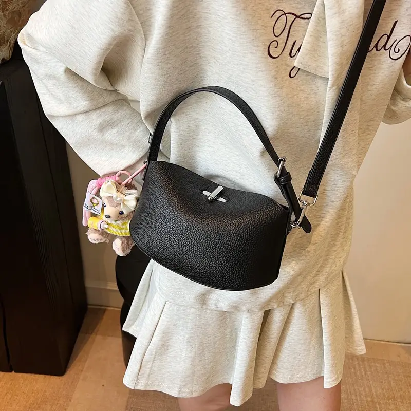 Women's Yellow Leather Shoulder Crossbody Bag with Doll Decor - Image 9