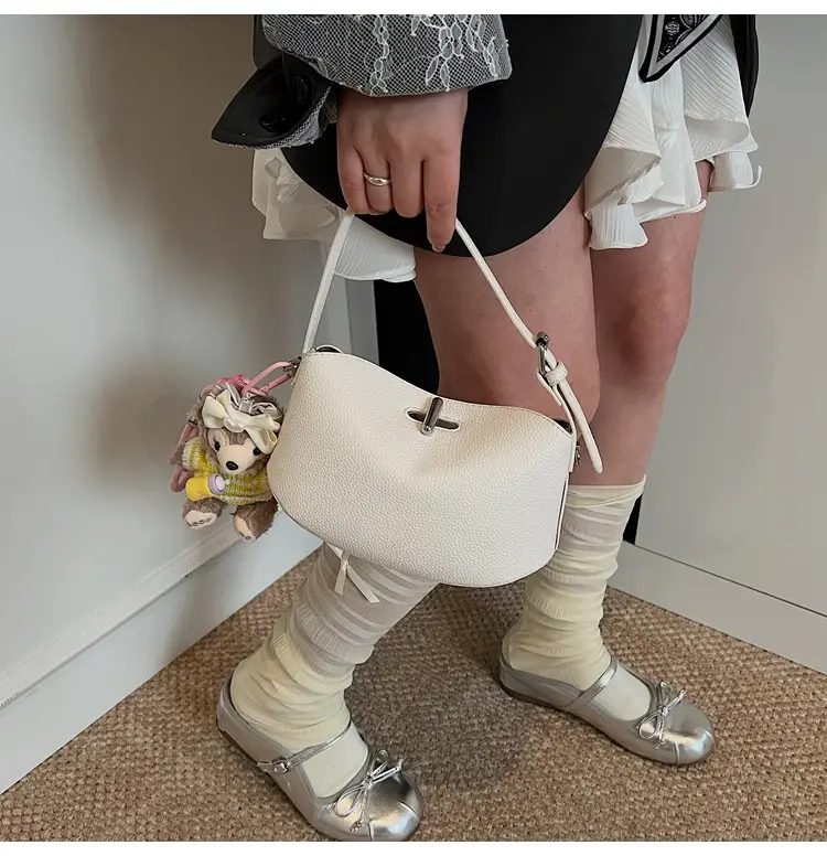 Women's Yellow Leather Shoulder Crossbody Bag with Doll Decor — feature 18