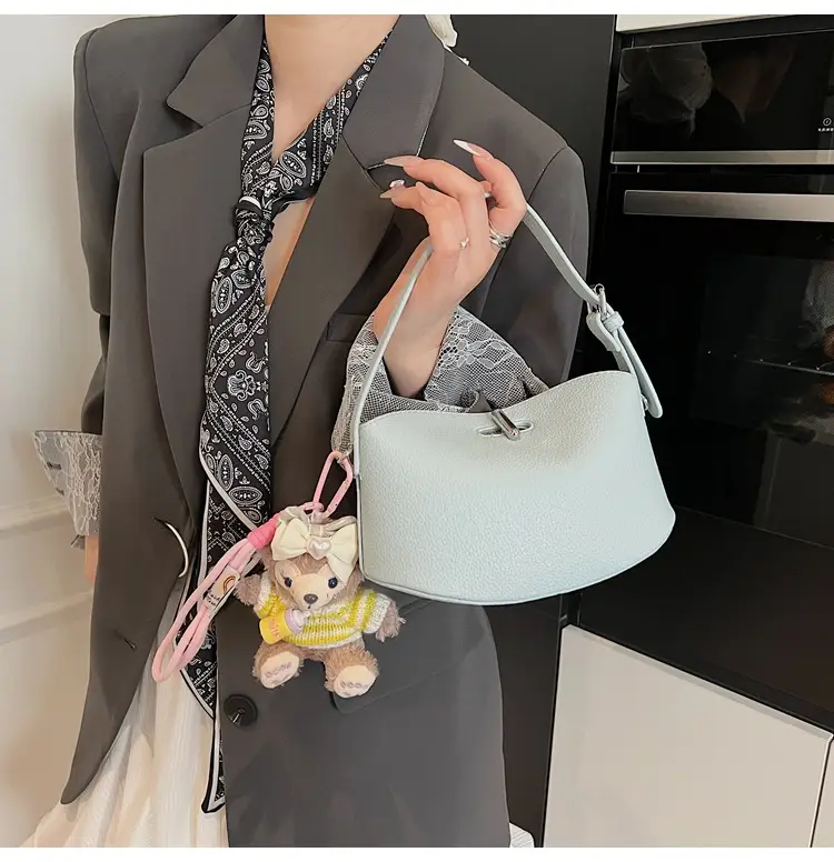 Women's Yellow Leather Shoulder Crossbody Bag with Doll Decor — feature 21
