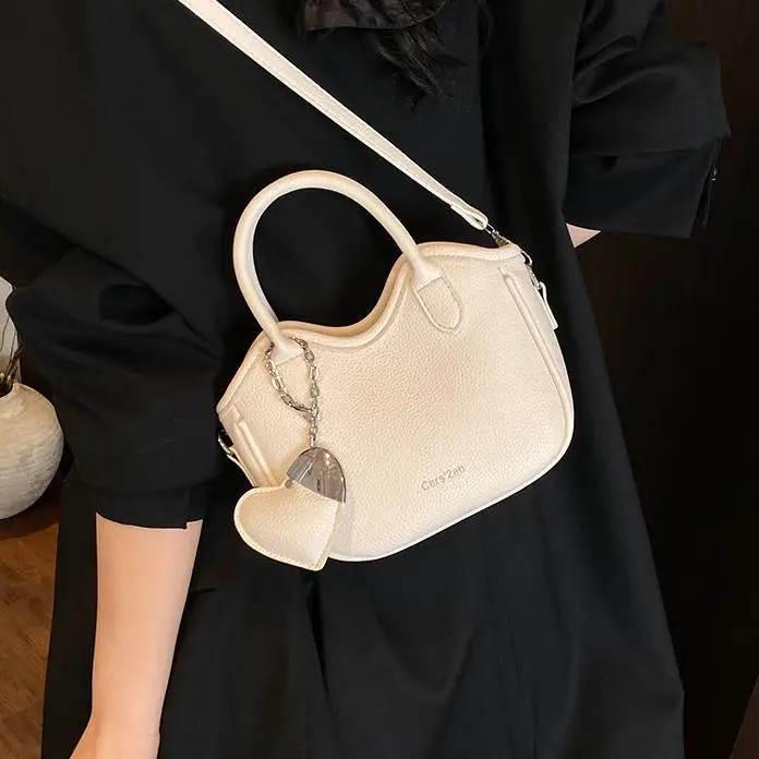 Women's White Leather Bucket Bag 2025 Summer Fashion - Image 7