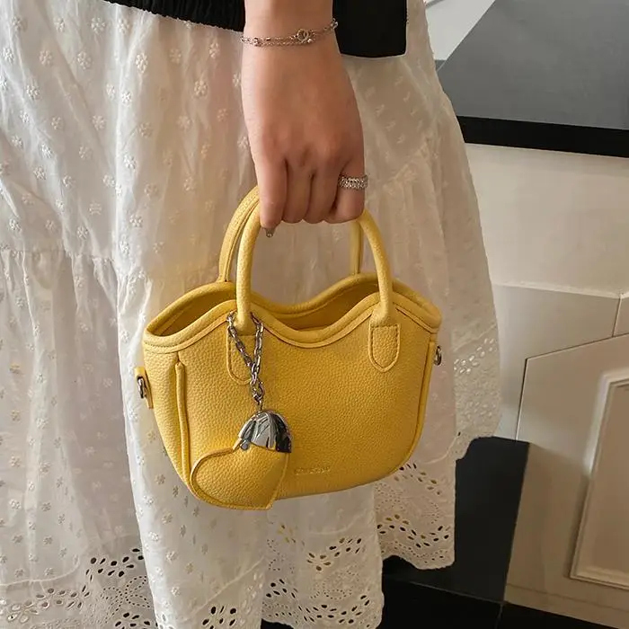 Women's White Leather Bucket Bag 2025 Summer Fashion - Image 9