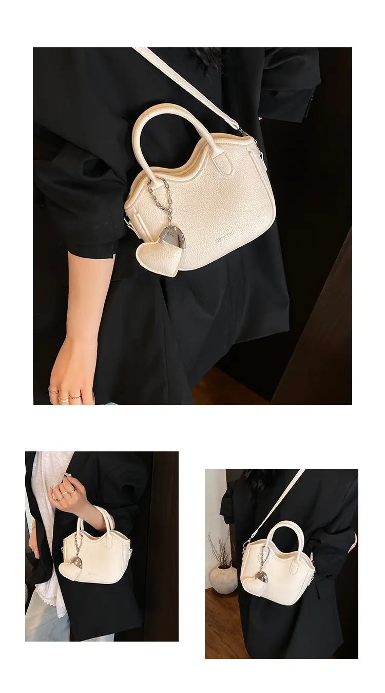 Women's White Leather Bucket Bag 2025 Summer Fashion — feature 14