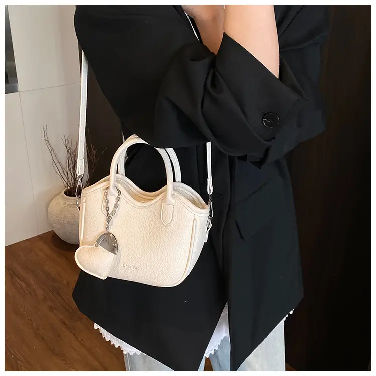 Women's White Leather Bucket Bag 2025 Summer Fashion — feature 32