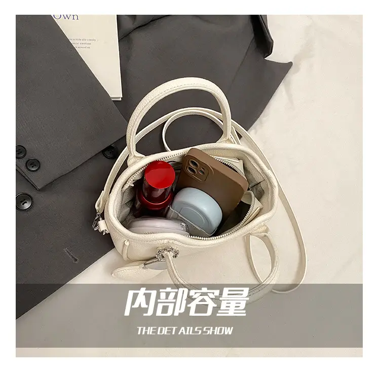 Women's White Leather Bucket Bag 2025 Summer Fashion — feature 4