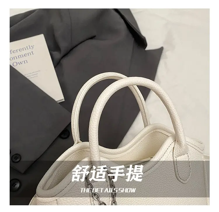Women's White Leather Bucket Bag 2025 Summer Fashion — feature 7