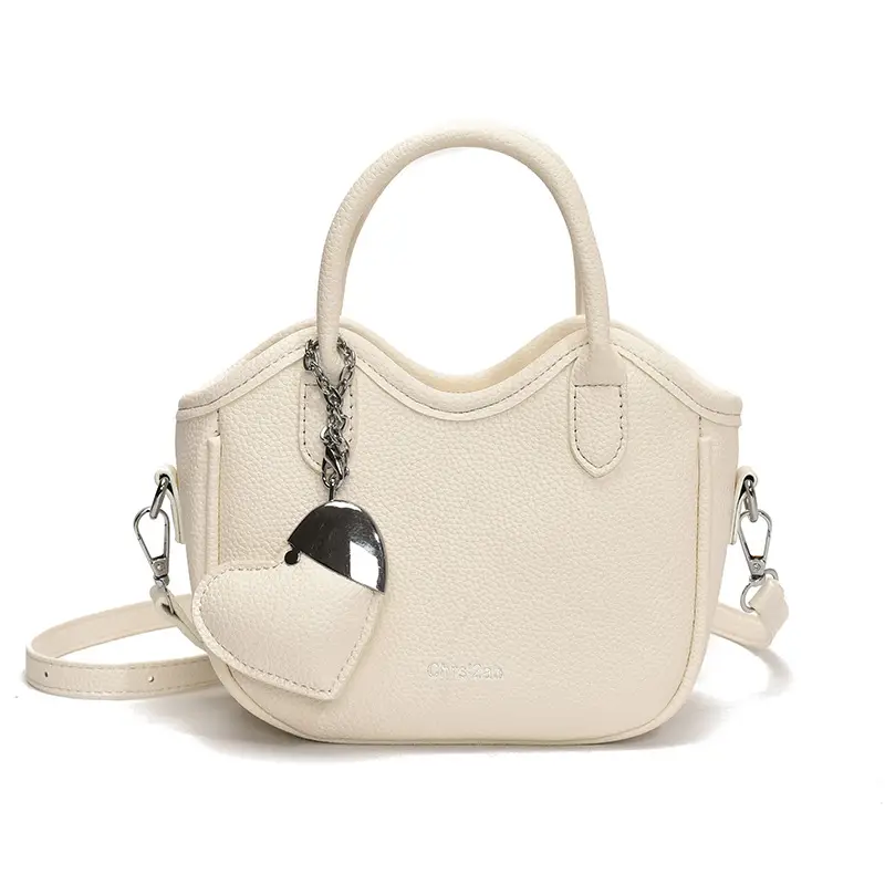 Women's White Leather Bucket Bag 2025 Summer Fashion - Image 5