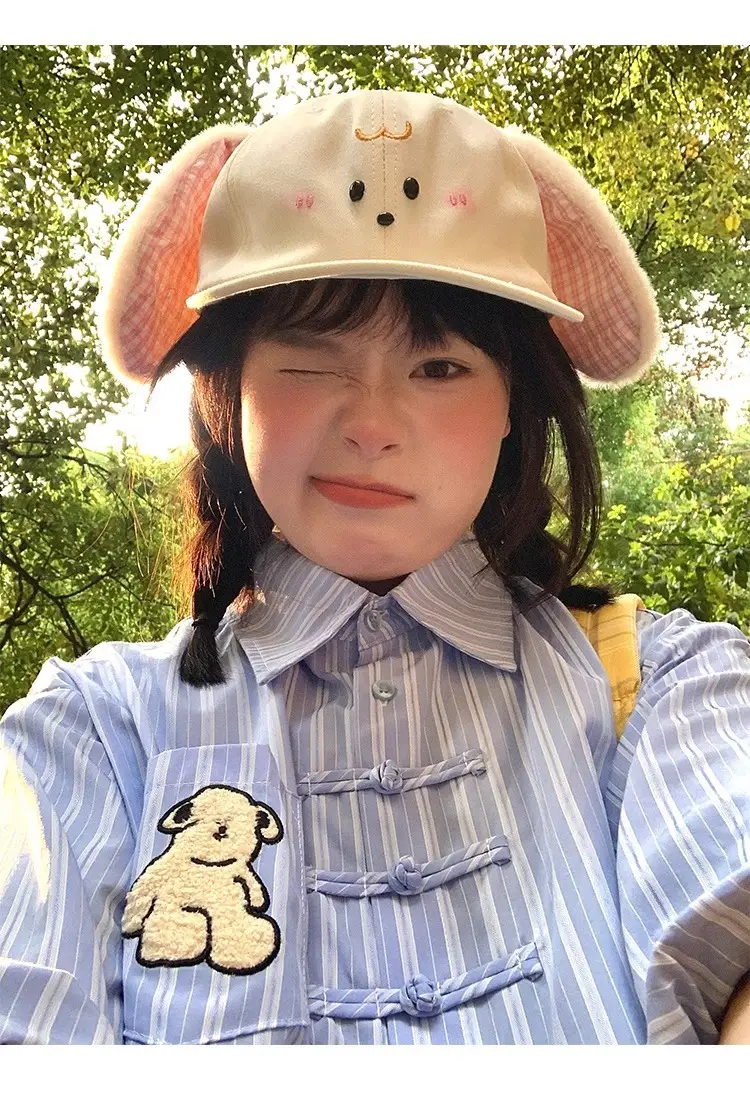 Cute Rabbit Ears Baseball Cap for Women White — feature 13