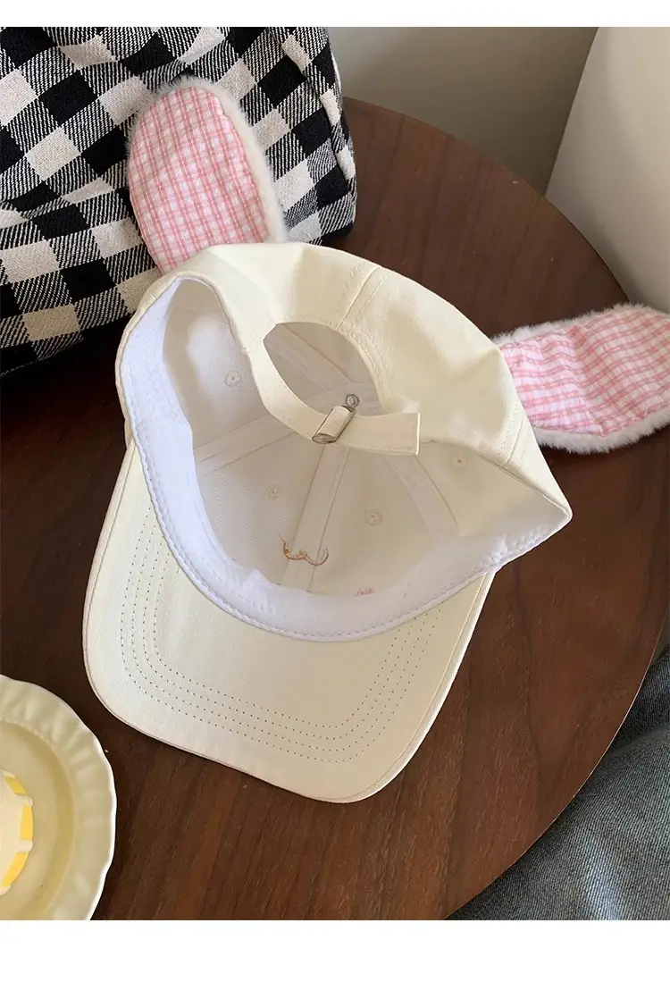 Cute Rabbit Ears Baseball Cap for Women White — feature 17