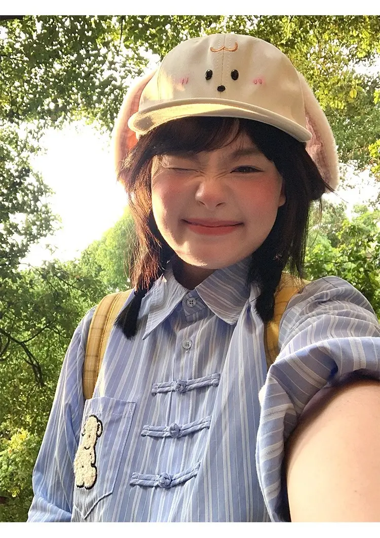 Cute Rabbit Ears Baseball Cap for Women White — feature 9