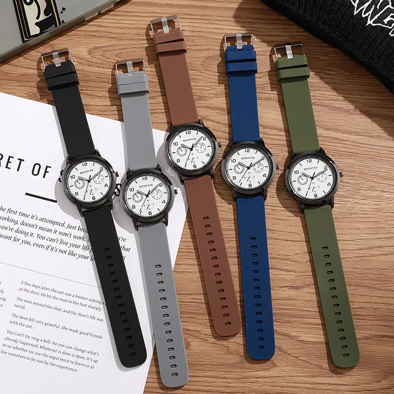 Men's Cross-Border Student Casual Quartz Watch Brown Leather Band