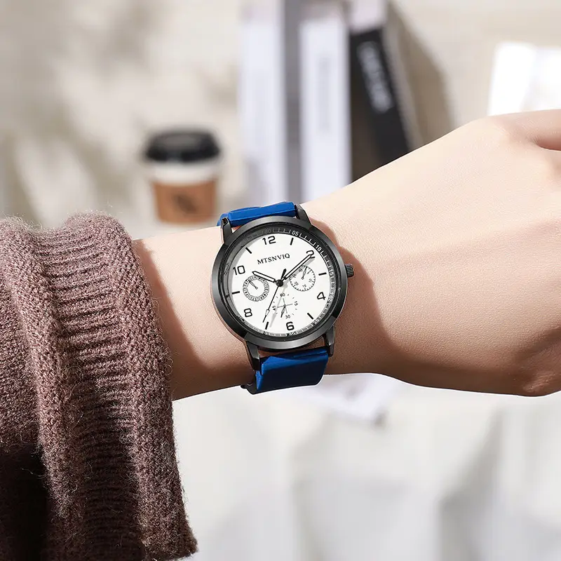 Men's Cross-Border Student Casual Quartz Watch Brown Leather Band — feature 7