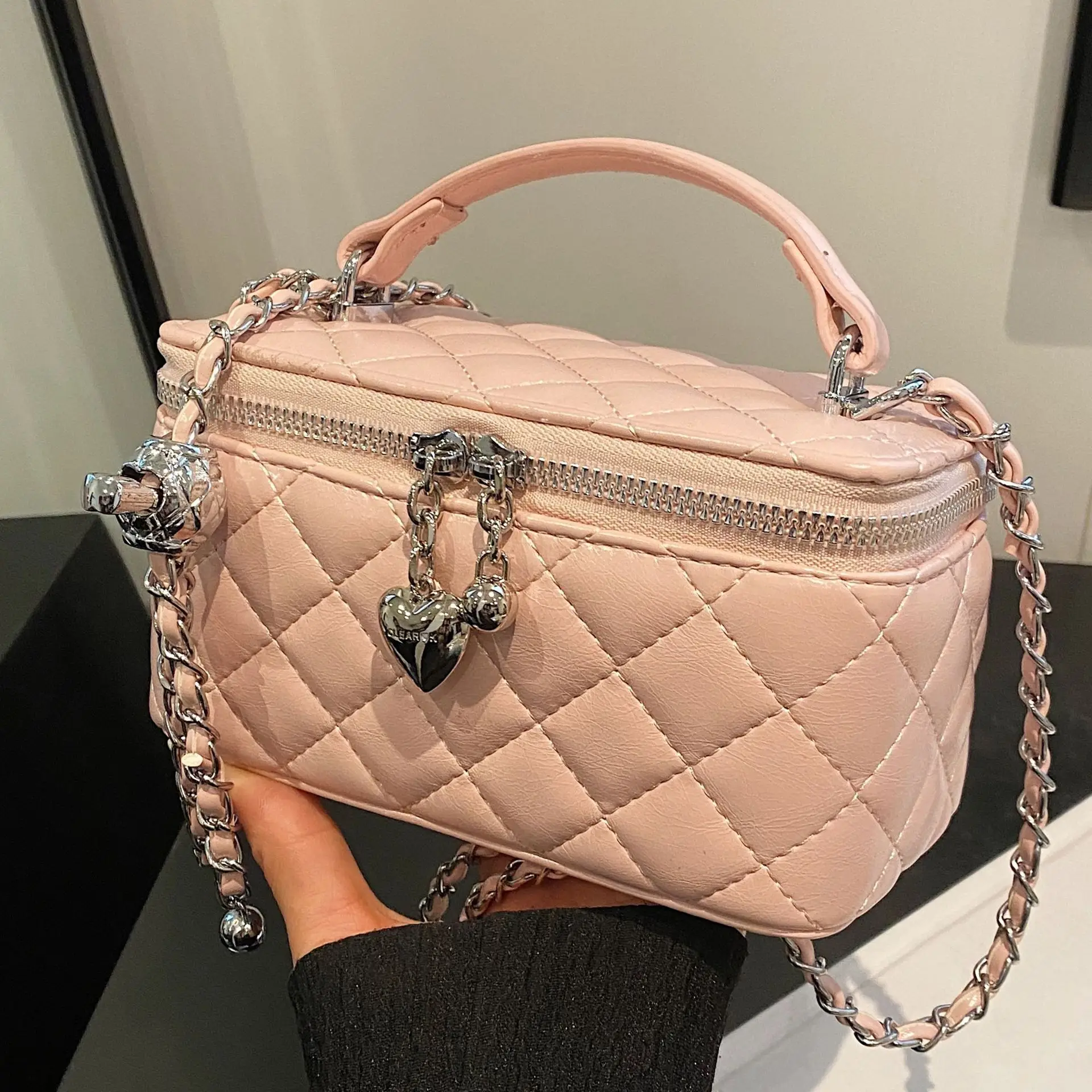 Silver Quilted Square Handbag for Women 2025