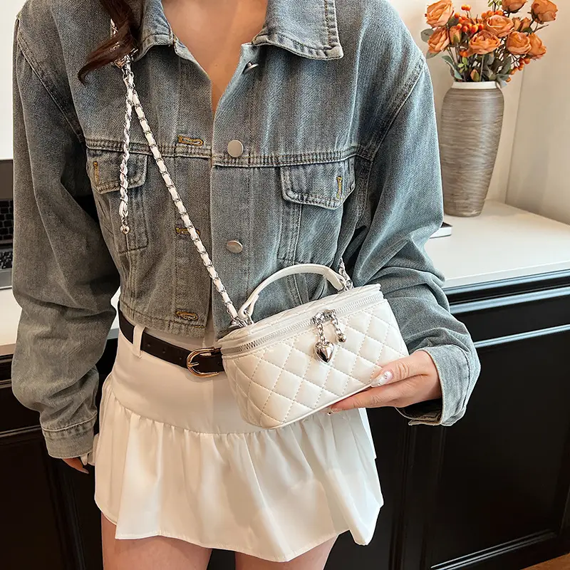 Silver Quilted Square Handbag for Women 2025