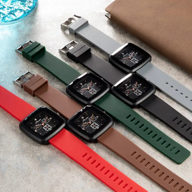 Square Dial Luxury Watch with Leather Band - Image 8