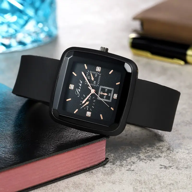 Square Dial Luxury Watch with Leather Band — feature 4