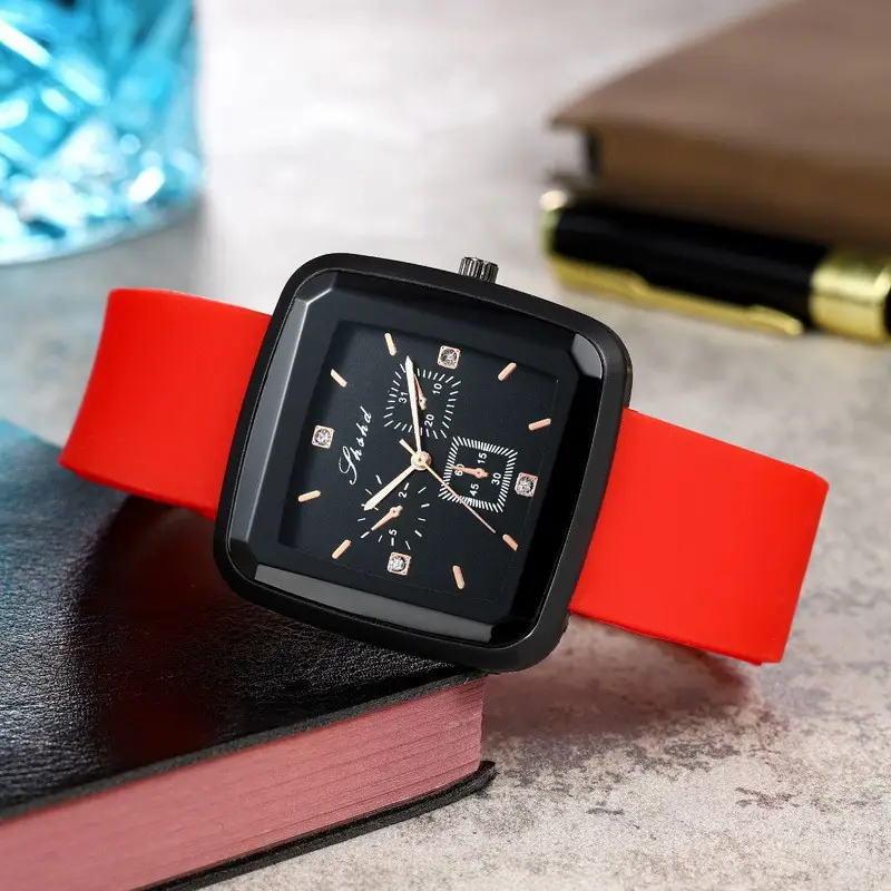 Square Dial Luxury Watch with Leather Band - Image 2