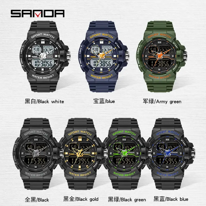 Sanda Sport Watch Purple Water Resistant Multifunctional Electronic - Image 29