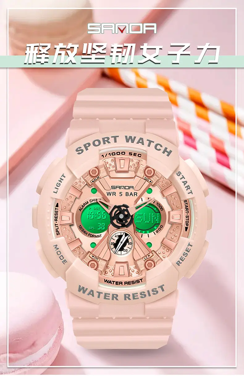 Sanda Sport Watch Purple Water Resistant Multifunctional Electronic — feature 31