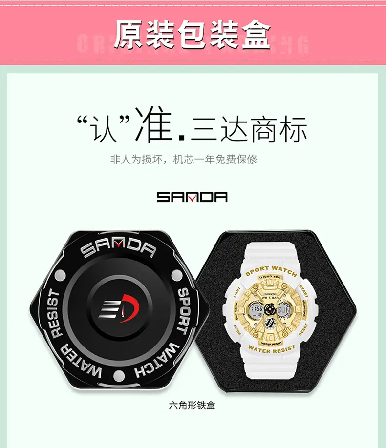 Sanda Sport Watch Purple Water Resistant Multifunctional Electronic — feature 40