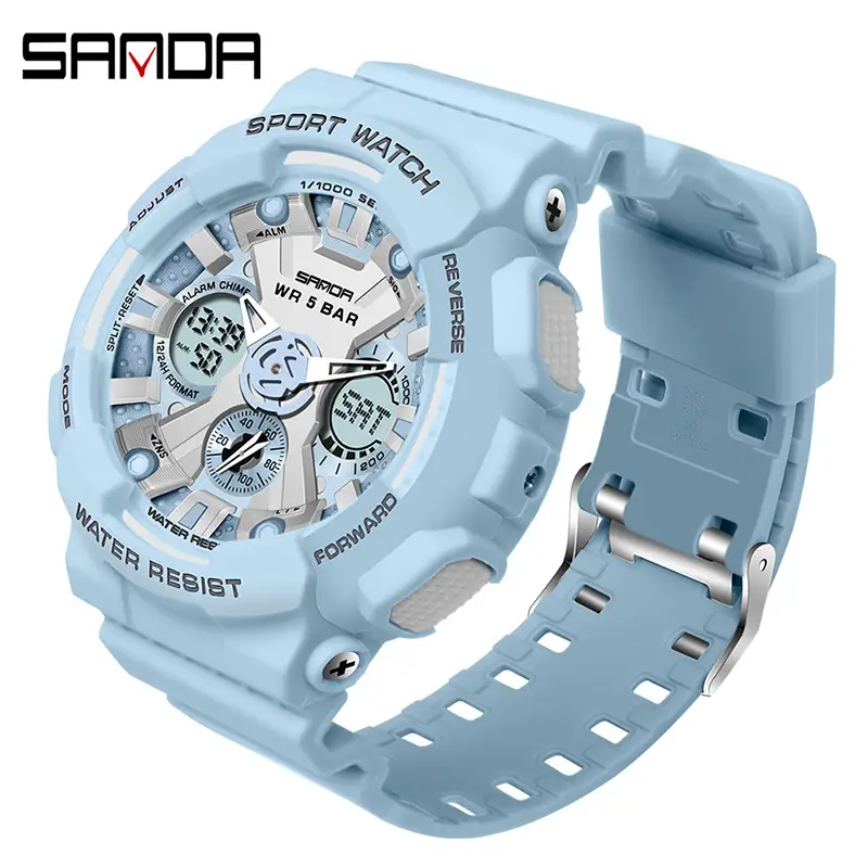 Sanda Sport Watch Purple Water Resistant Multifunctional Electronic - Image 17