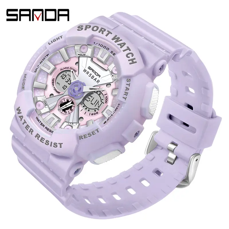 Sanda Sport Watch Purple Water Resistant Multifunctional Electronic - Image 23