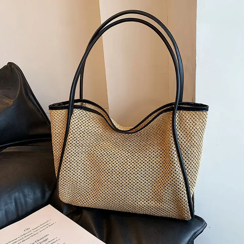 Women Woven Straw Shoulder Bag Large Capacity 2025
