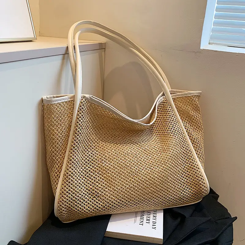 Women Woven Straw Shoulder Bag Large Capacity 2025