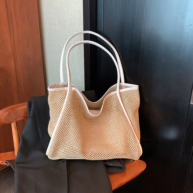 Women Woven Straw Shoulder Bag Large Capacity 2025