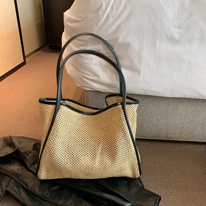 Women Woven Straw Shoulder Bag Large Capacity 2025